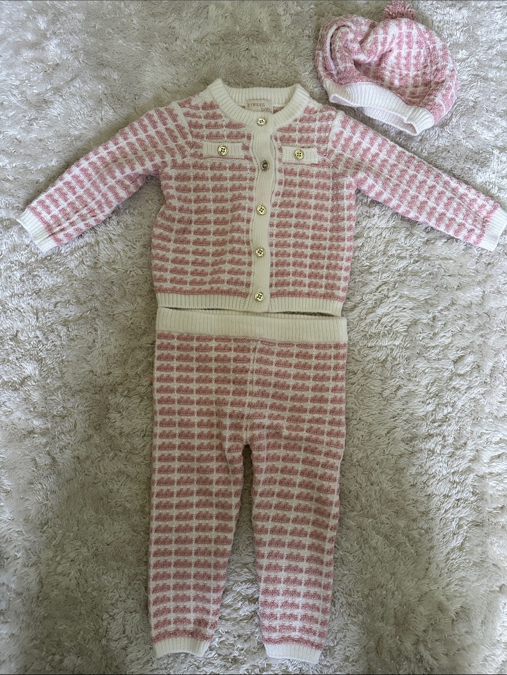 Adorable Pink & White Knit 3-Piece Set